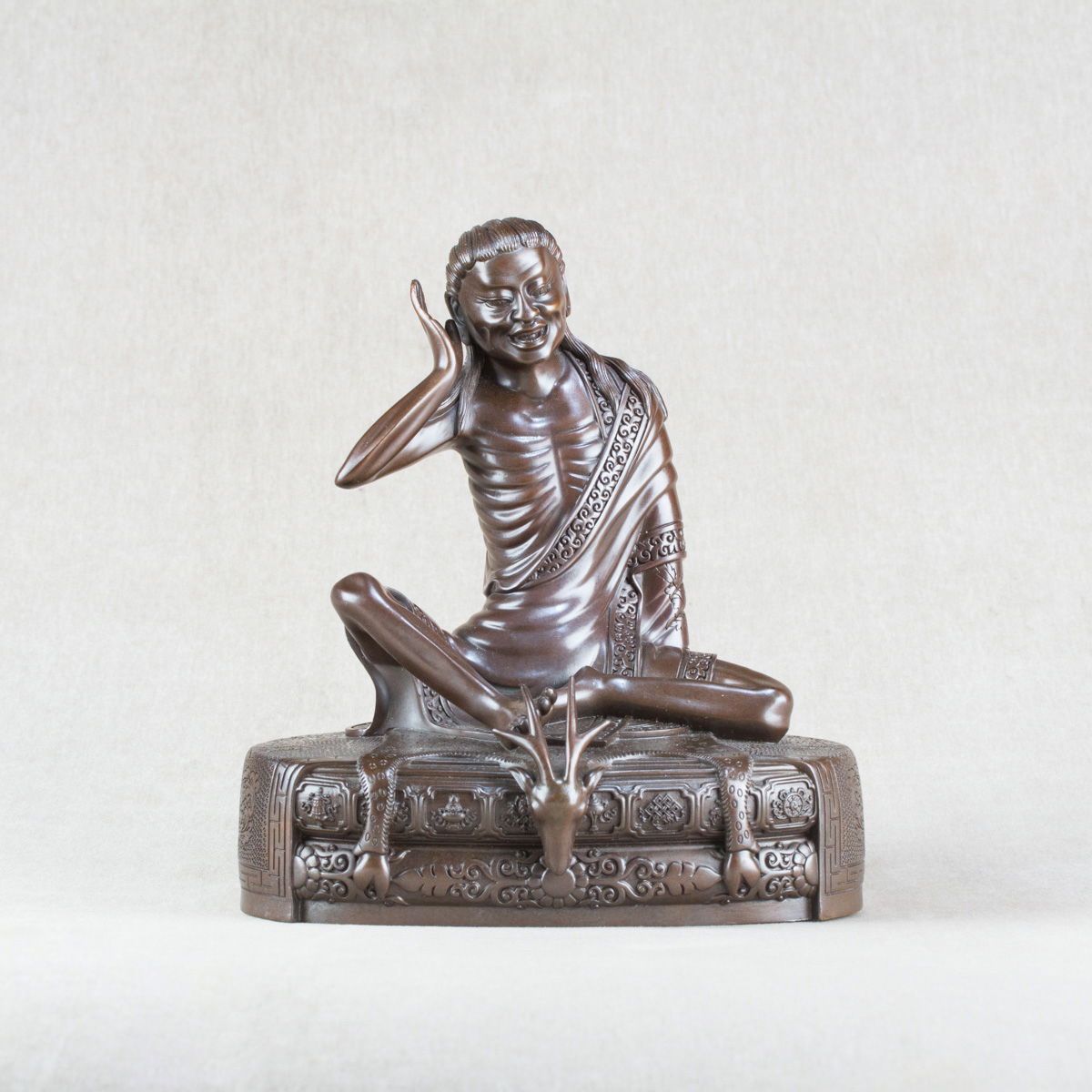 Bronze statue of Jetsun Milarepa, Great Kagyu teacher, Tibetan yogi and poet, height — 21 cm, fine carving. 