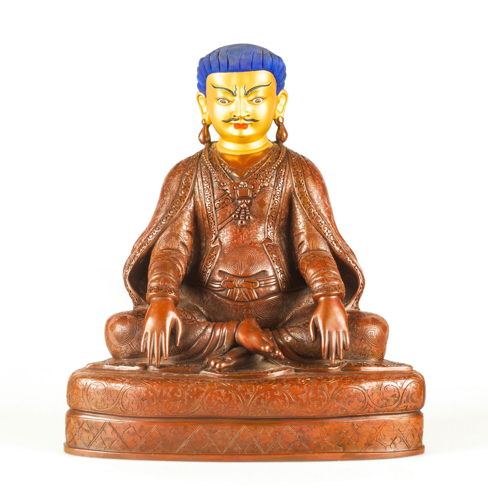 Three Great Kagyu teachers: Marpa Lotsawa ("the Translator") Lhodak Choski Lodos, 22.5 cm of perfection — Tibetan Dharma Art Collection. 