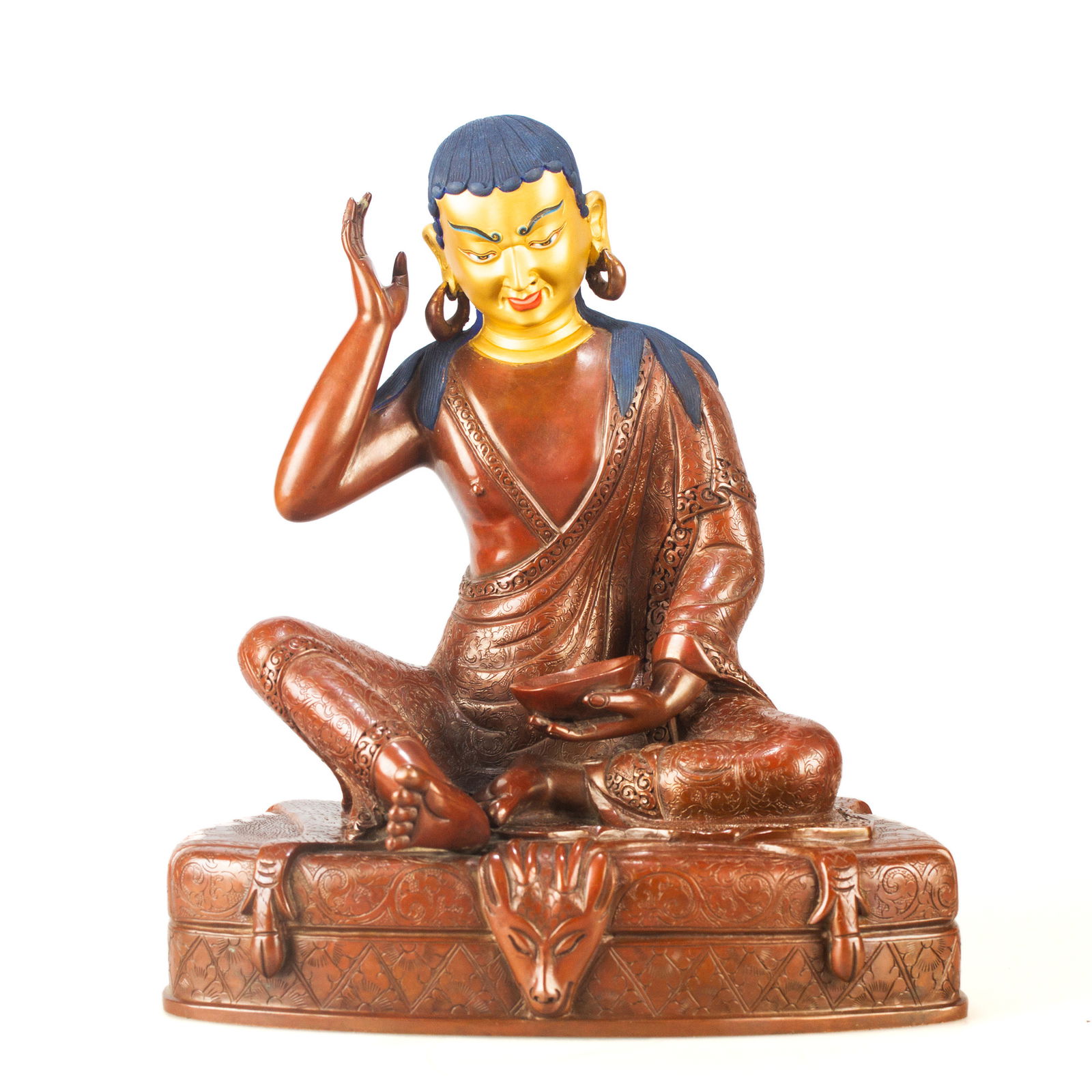 Three Great Kagyu teachers: Jetsun Milarepa, Great Kagyu teacher, 23.5 cm of perfection — Tibetan Dharma Art Collection. 