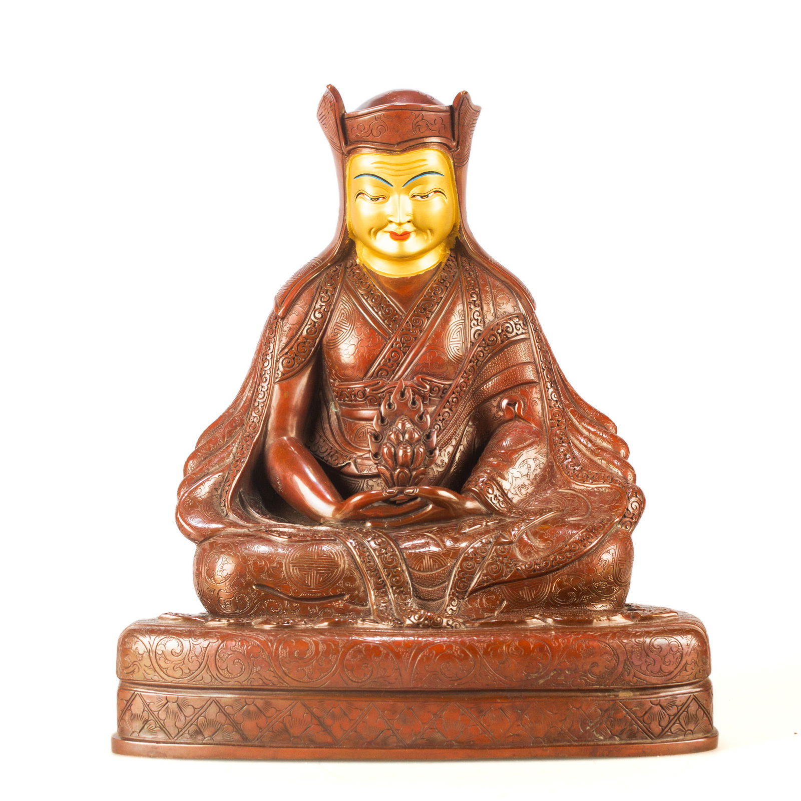 Three Great Kagyu teachers: Gampopa aka Dakpo Larje, doctor and tantric, 22.5 cm of perfection — Tibetan Dharma Art Collection. 