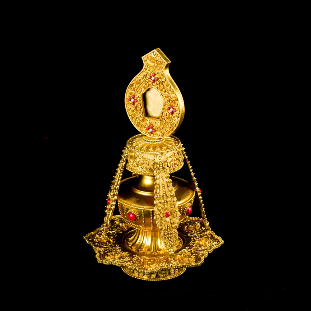 Tsebum, perfect buddhist Long Life Vase, height — 25 cm, Golden