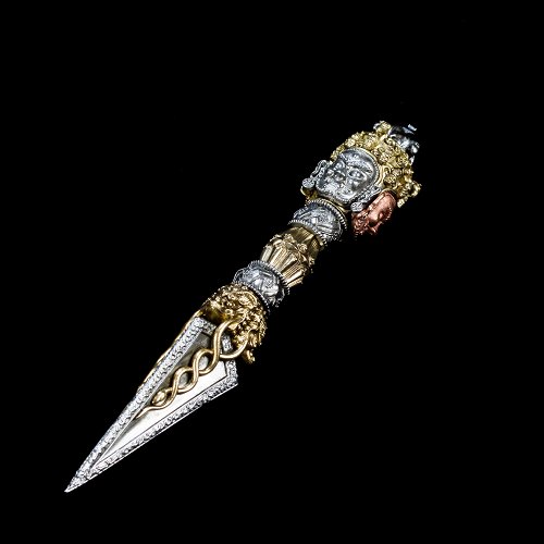 Tibetan Ritual Dagger Phurba aka Phurbu or Kila, made from steel and copper, length — 20.0 cm