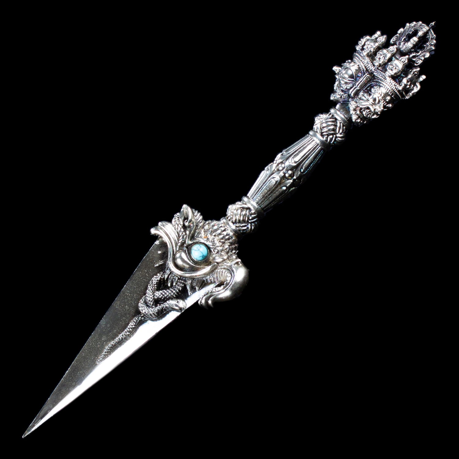Tibetan Ritual Dagger Phurba aka Phurbu or Kila, made from copper alloy, length — 20.0 cm