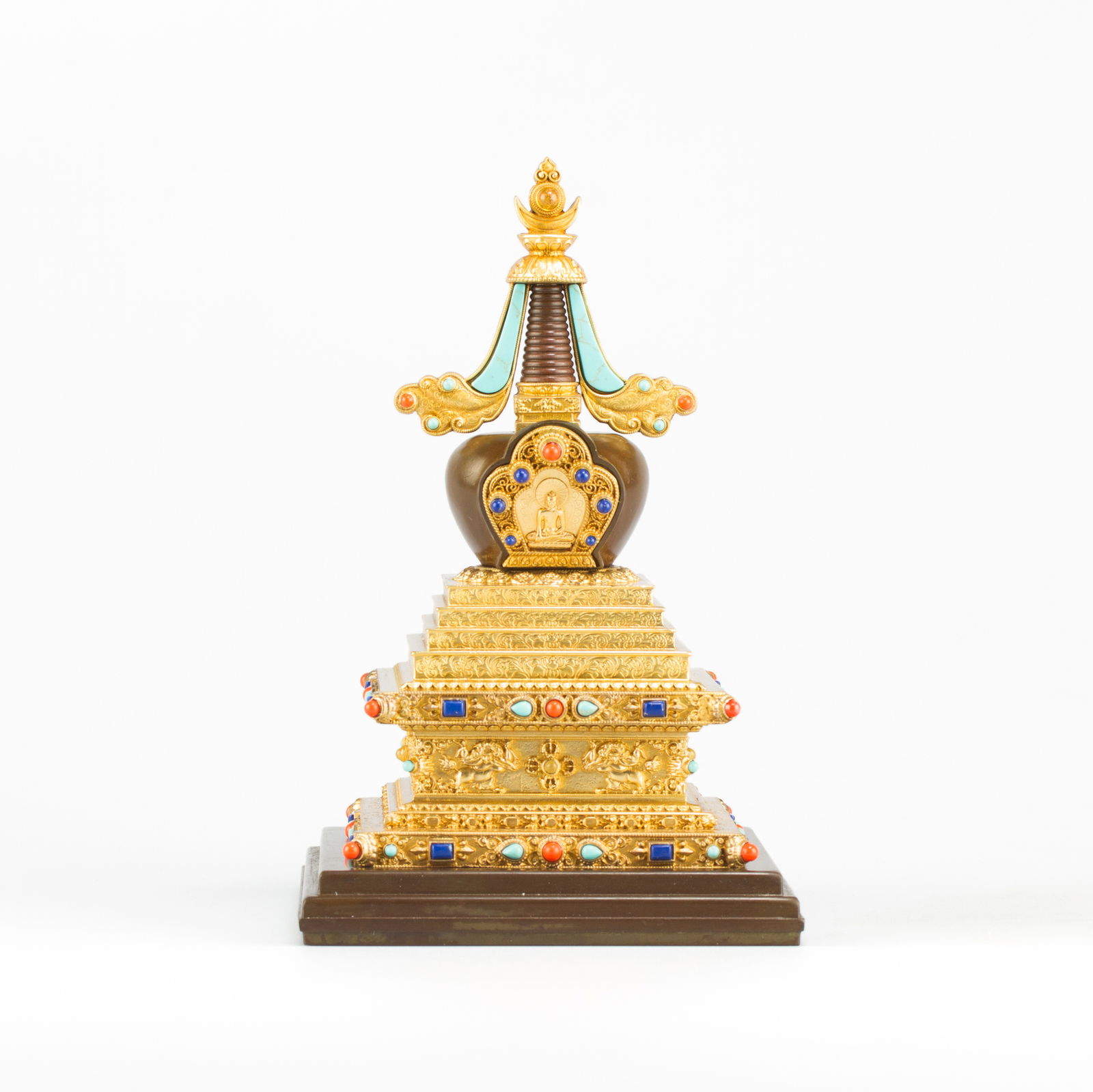 Luxurious Buddhist Enlightenment Stupa. Medium sized perfection, height 19 cm. 
