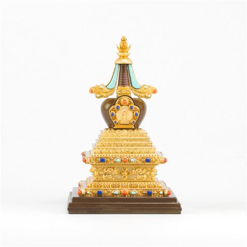 Luxurious Buddhist Enlightenment Stupa. Medium sized perfection, height 19 cm