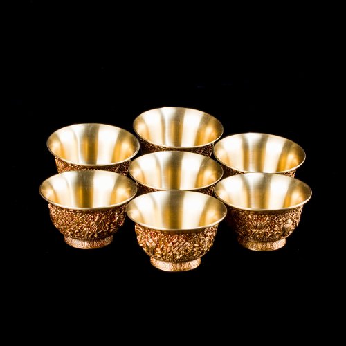 Set of 7 Tibetan offering bowls, big size, diameter — 8.5 cm