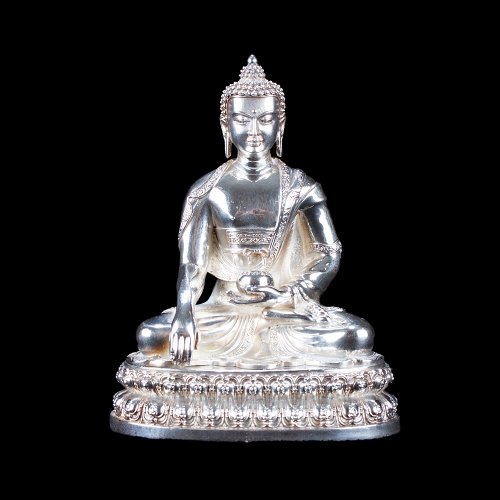 Statue of Buddha Shakyamuni made from Sterling Silver : small perfection, height — 10.0 cm