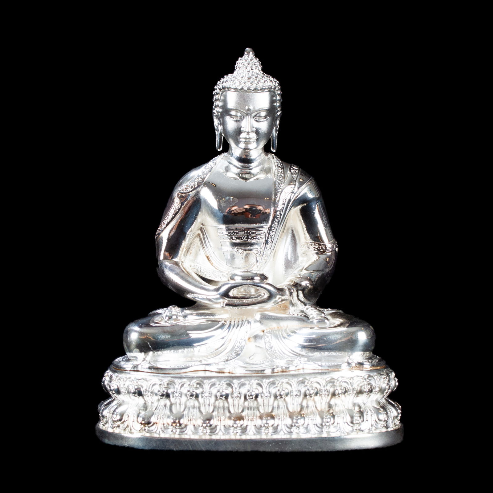 Statue of Buddha Amitabha (aka Opame) made from Sterling Silver : small perfection, height — 10.5 cm. 