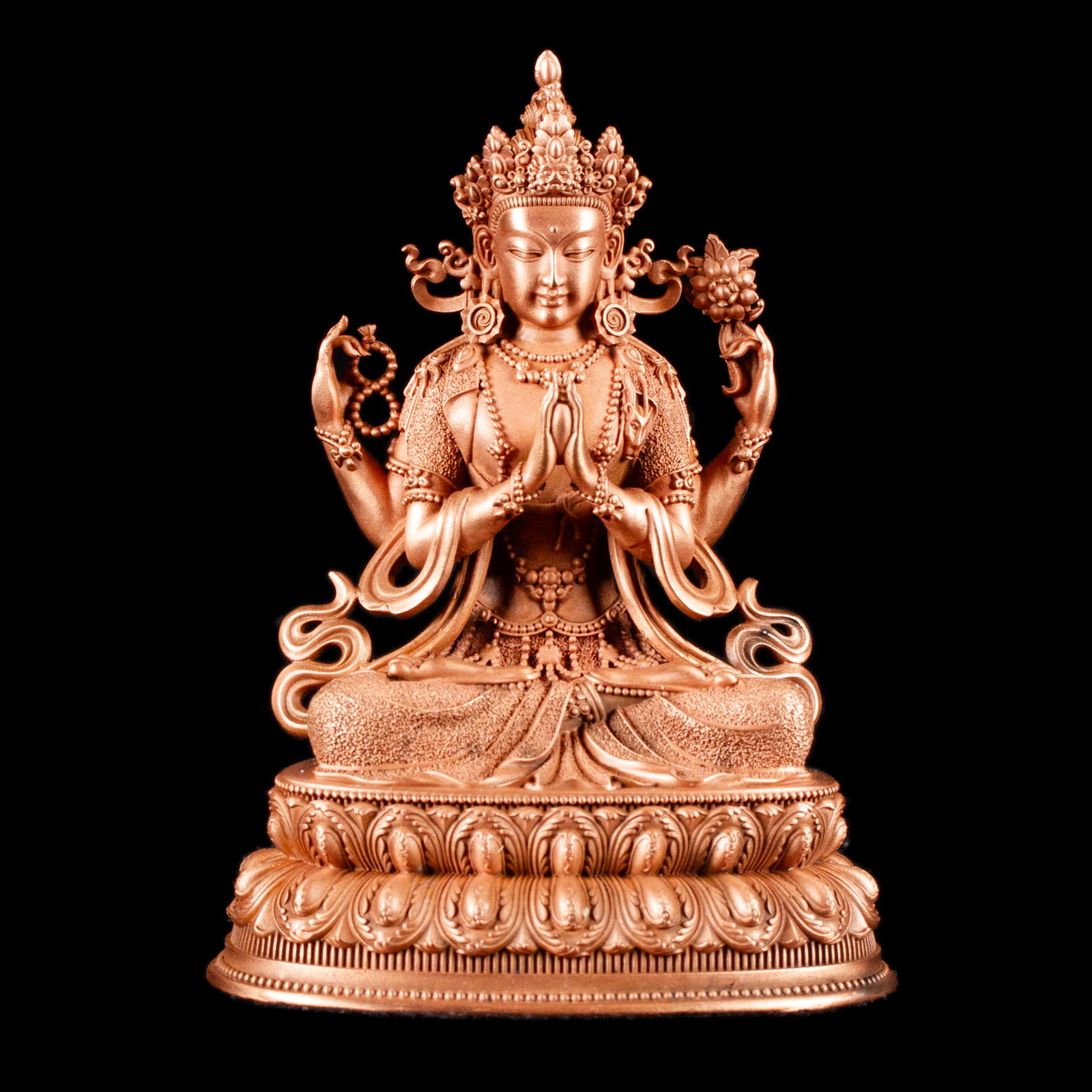 Statue of Avalokitesvara or Chenrezik, a bodhisattva of compassion, small size 10.5 cm, fine carving. 
