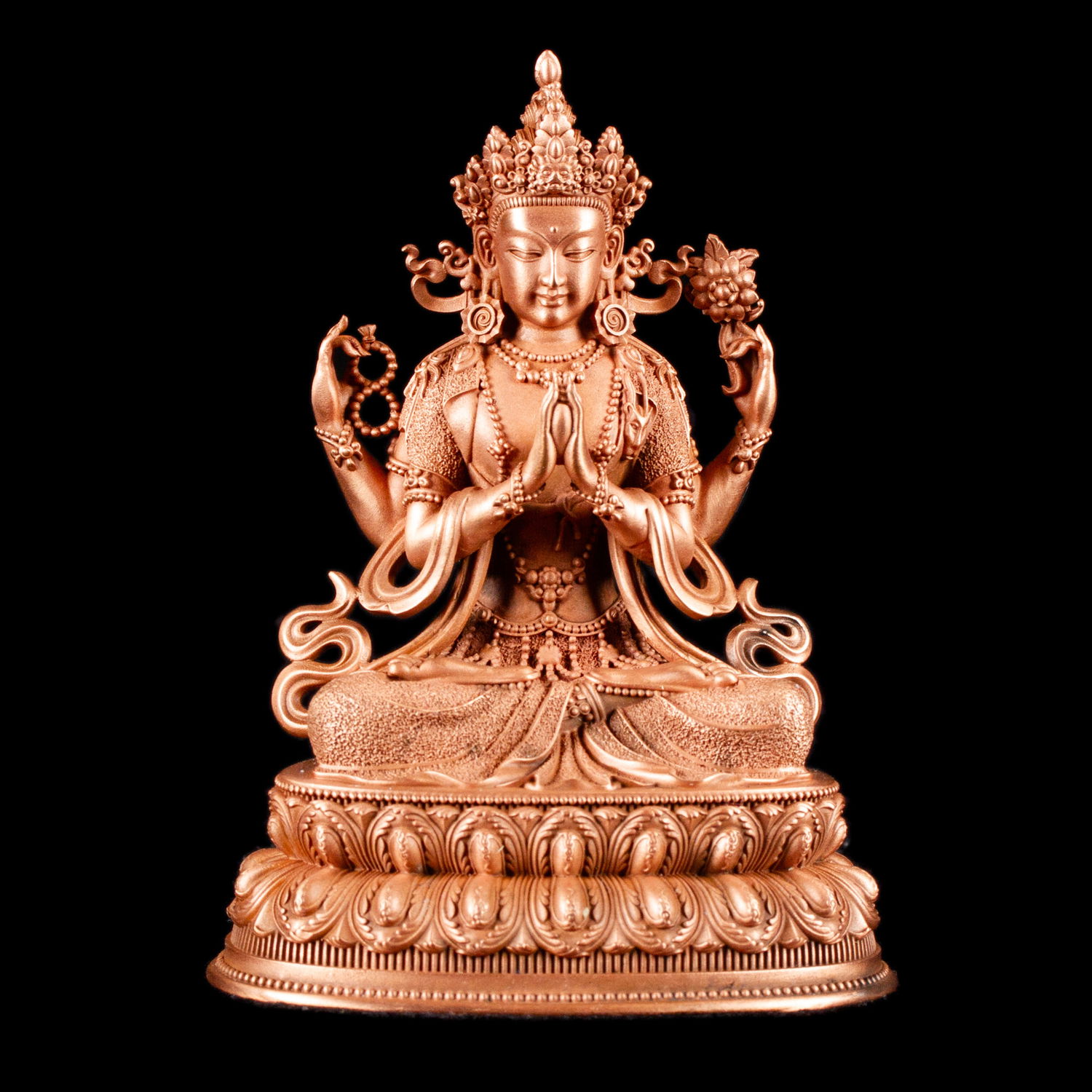 Statue of Avalokitesvara or Chenrezik, a bodhisattva of compassion, small size 10.5 cm, fine carving, Avalokitesvara