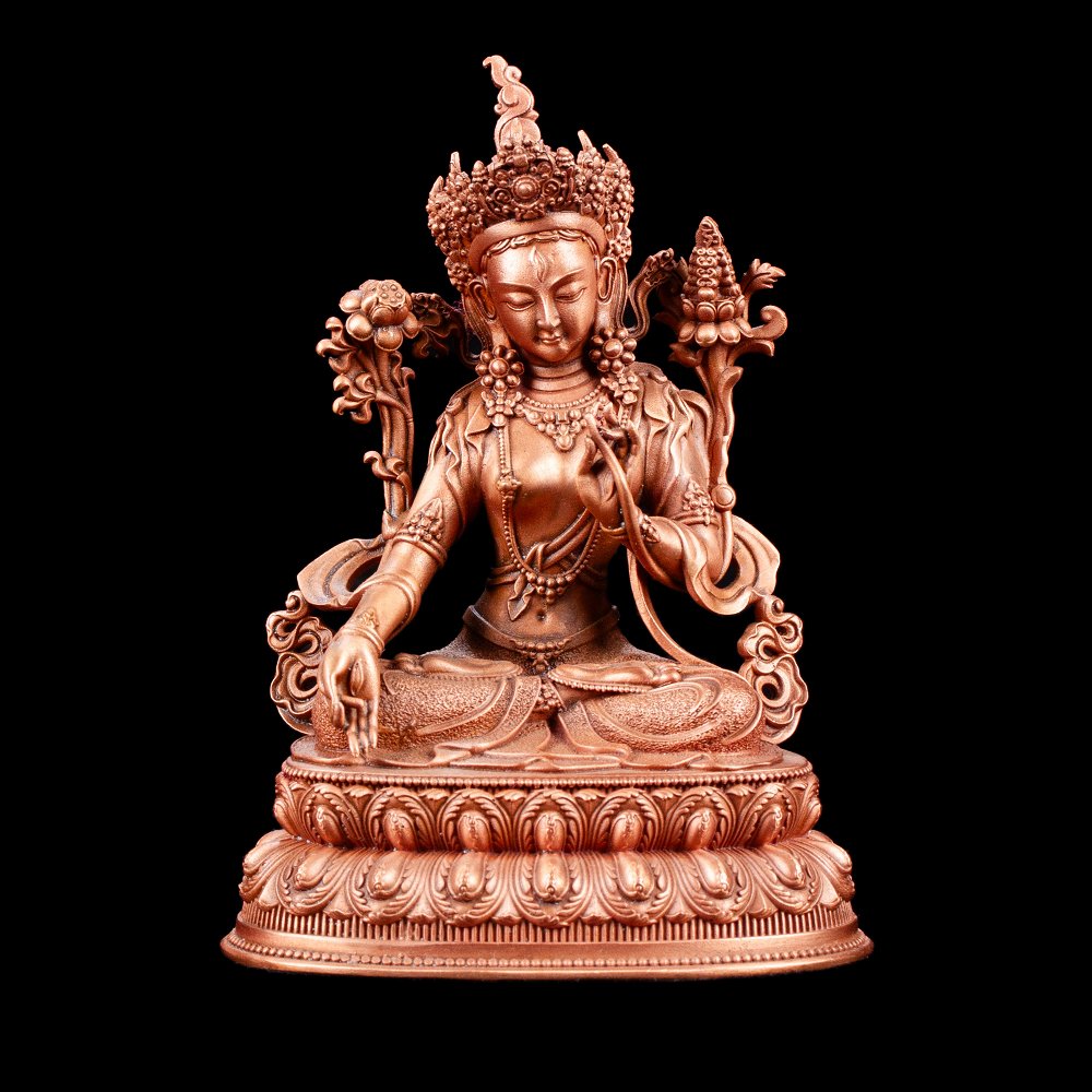 Statue of White Tara aka Drolkar made from copper : small perfection, height — 10.2 cm, White Tara