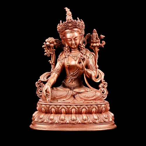 Statue of White Tara aka Drolkar made from copper : small perfection, height — 10.2 cm