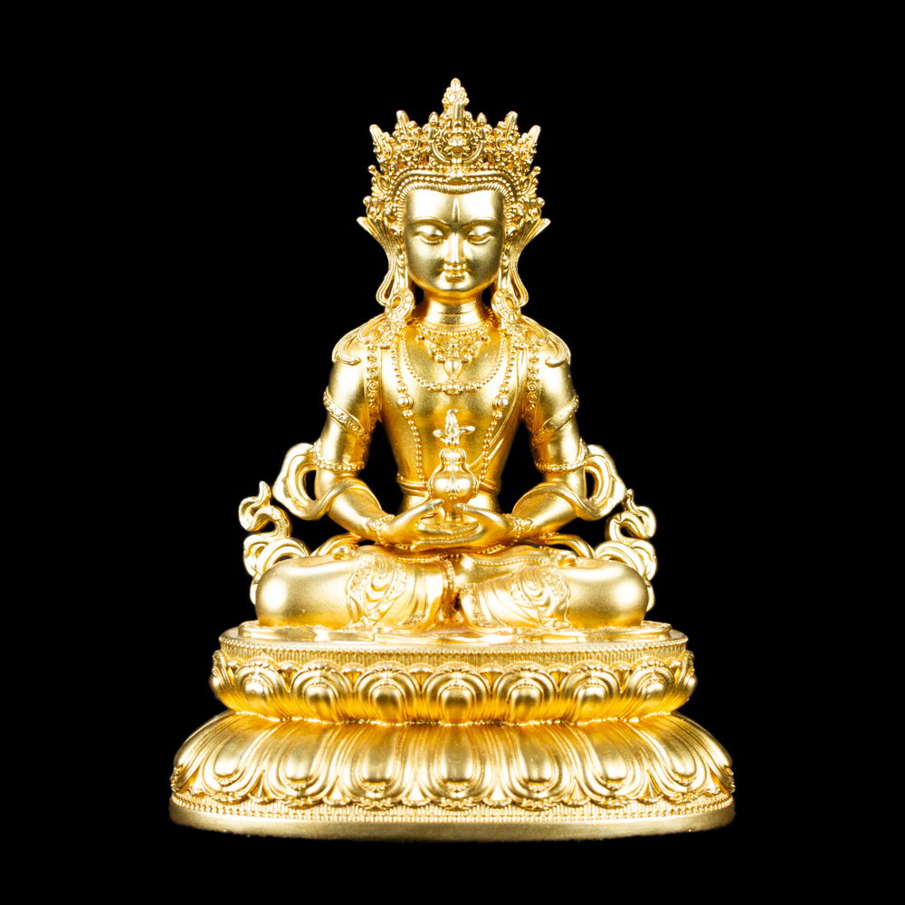 Statue of Buddha Amitays "Tsepame" Buddha of Longevity made from copper : small perfection, height — 11.0 cm