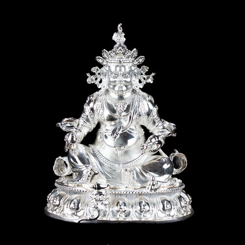 Sterling Silver Statue of Jambhala aka Dzambhala the God of Wealth, height — 11 cm, pure perfection
