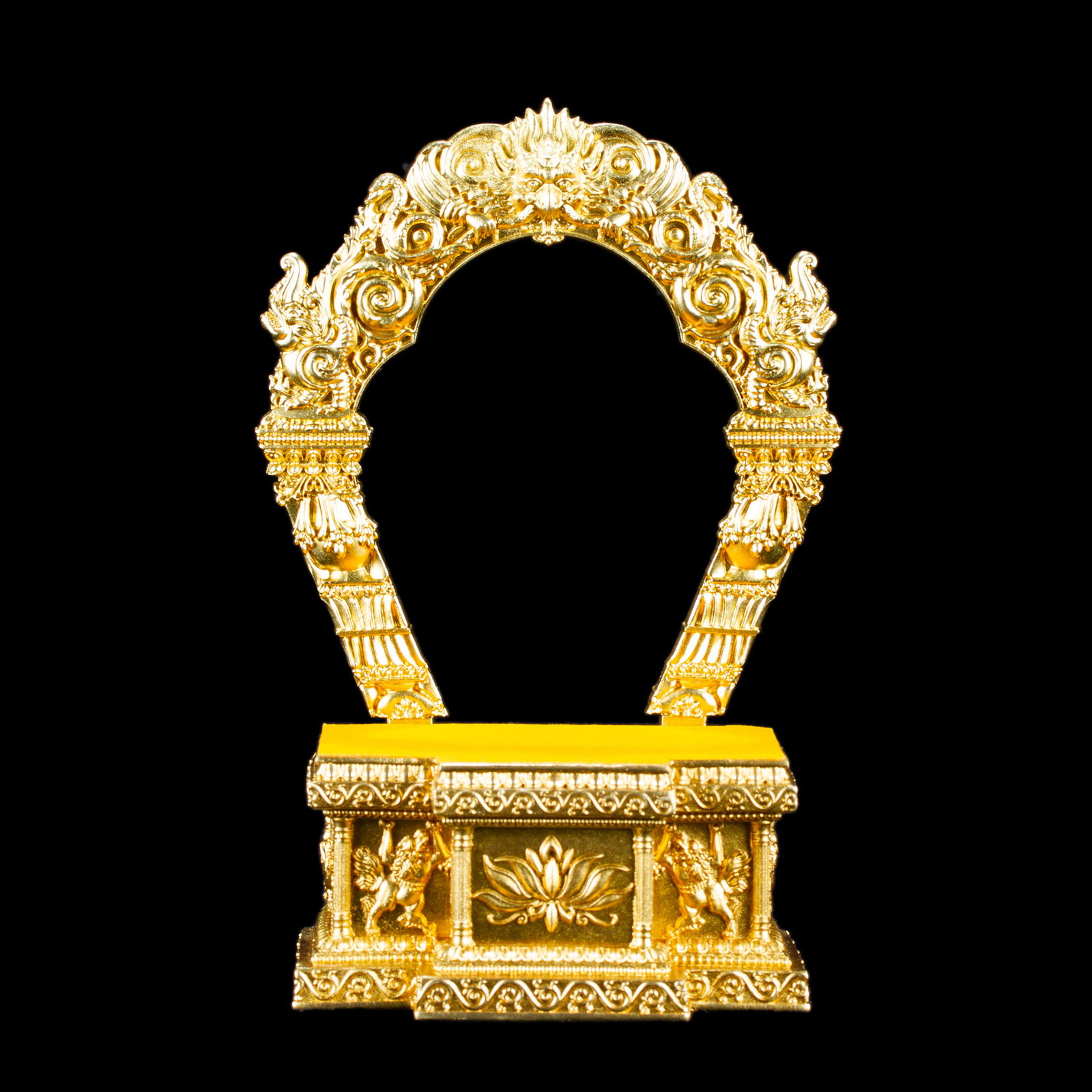 Elegant Pedestal for your Buddha statue, made of copper, height — 18 cm, perfect carving. 