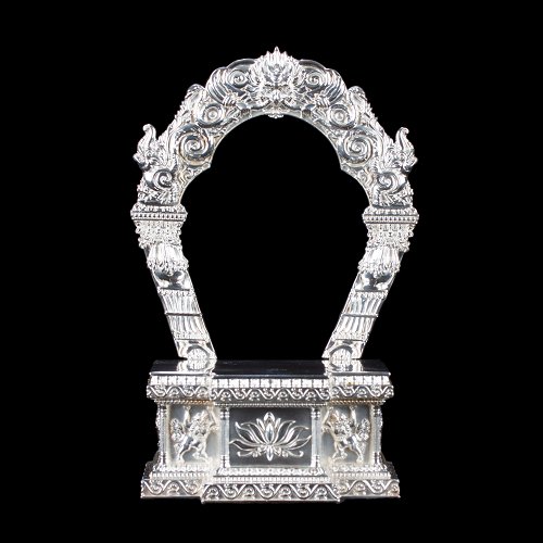 Elegant Pedestal for your Buddha statue, made of Sterling Silver, height — 18 cm, perfect carving