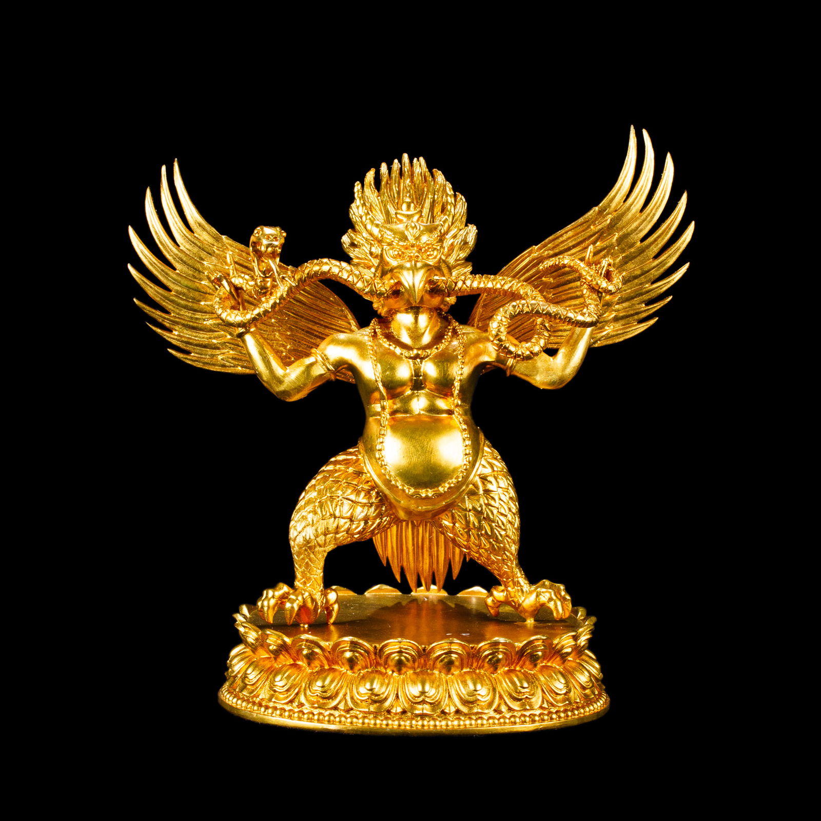 Statue of Garuda aka Suparna large mythical bird-like creature, made from copper, height — 15 cm, perfect finishing. 