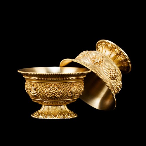 Set of 7 Tibetan offering bowls made from tombac, Best Quality, diameter — 7.5 cm
