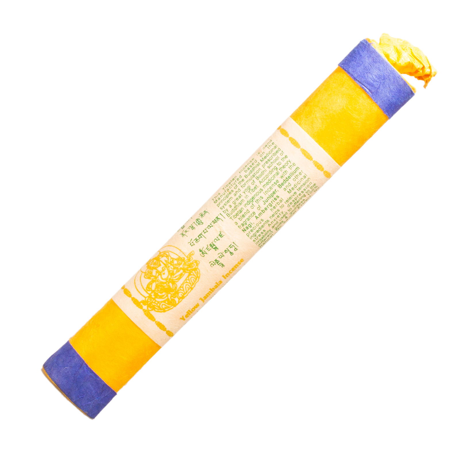 Yellow Jambhala (Jambala) Incense, 25 sticks of 18.5 cm — genuine organic incense from Nepal. 