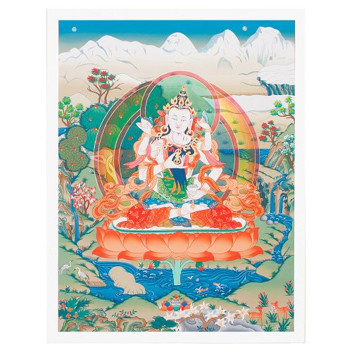 Thangka Vajrasattva aka Dorje Sempa (in brief: Dorsem) — high quality print on Natural Canvas