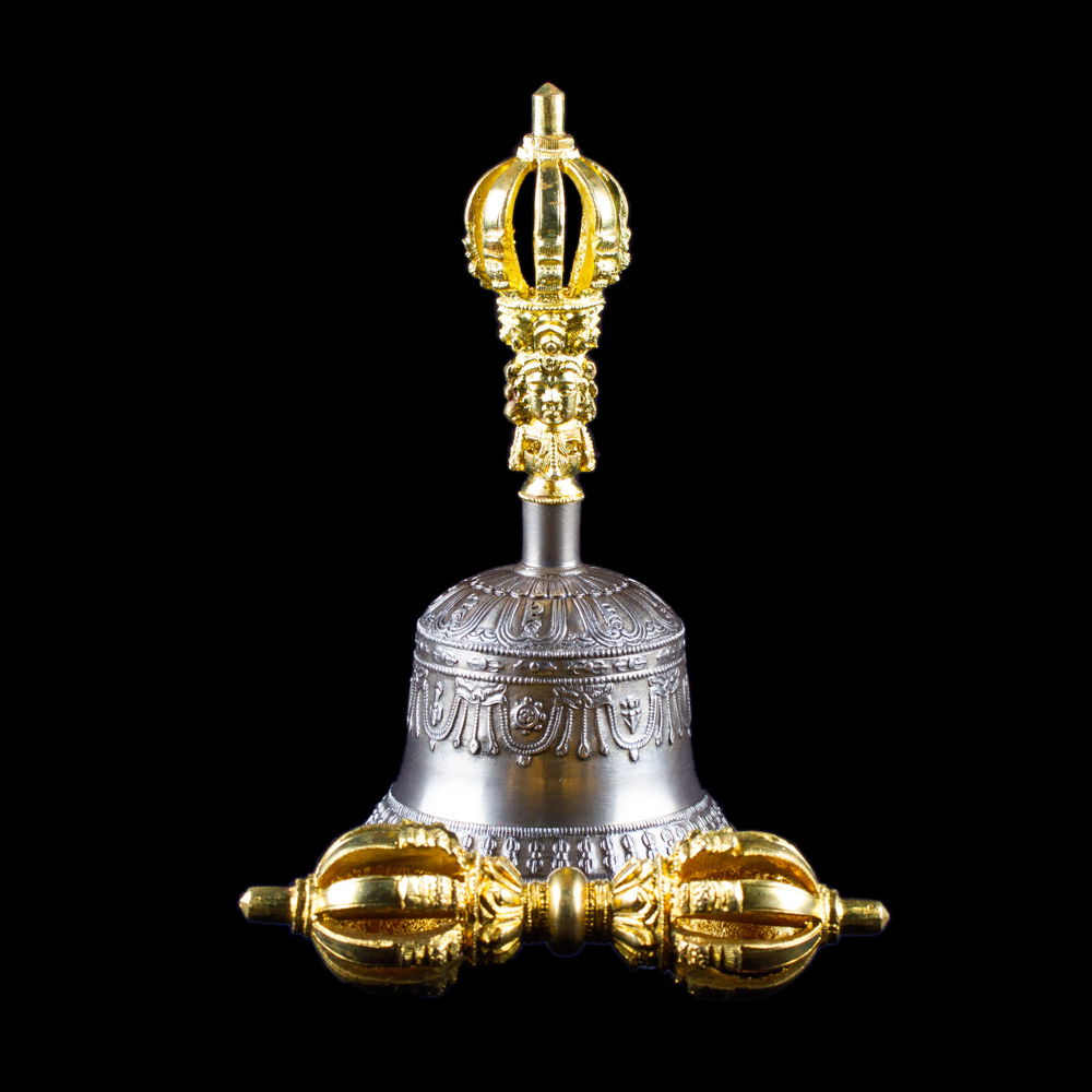 Big-sized Ritual Bell & Dorje made from Bronze / Best quality: Perfect long and clear sound / height — 19.0, diameter — 9.5 cm, Nine-prounged