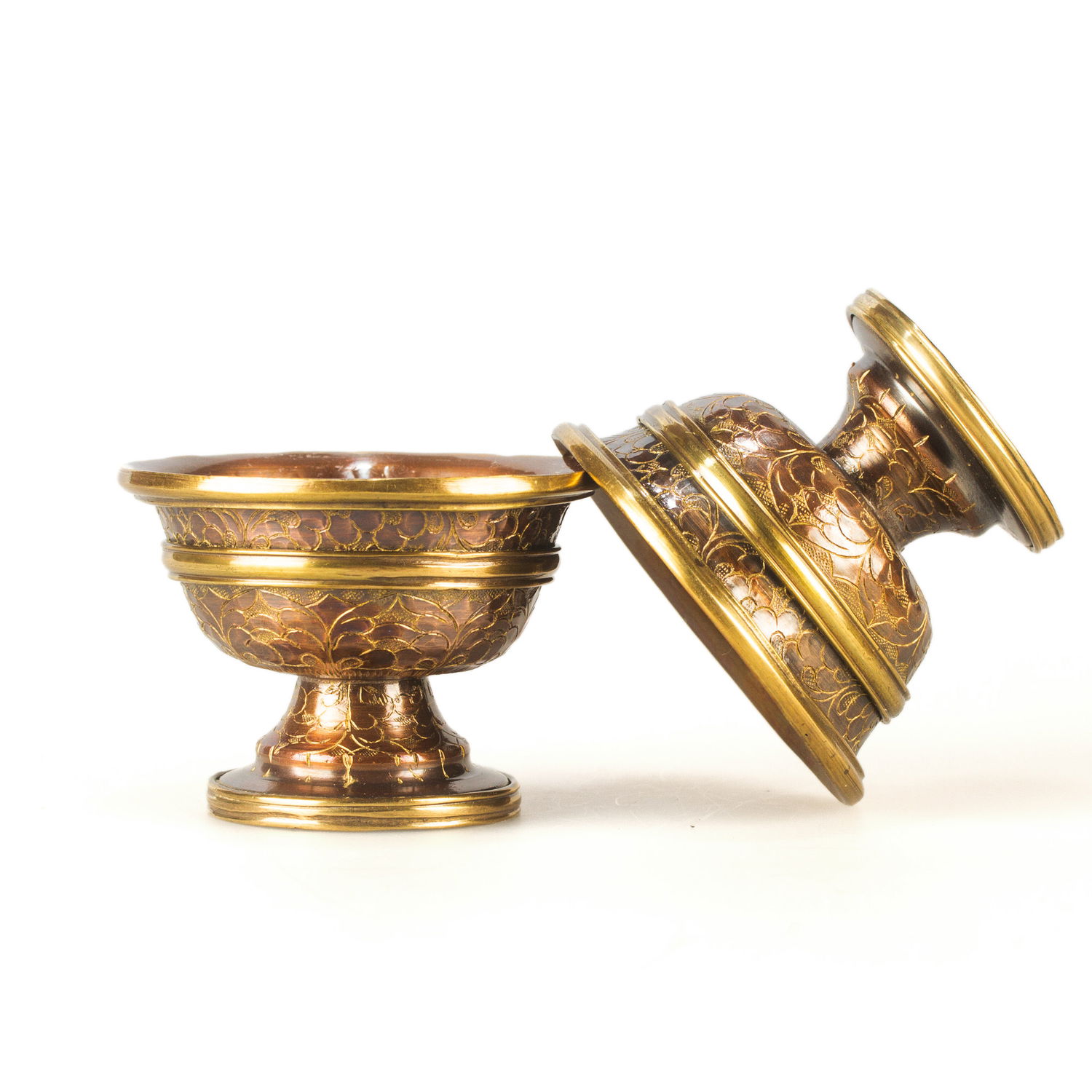 Set of 7 Tibetan offering bowls made from copper, Best Quality, diameter — 8.0 cm
