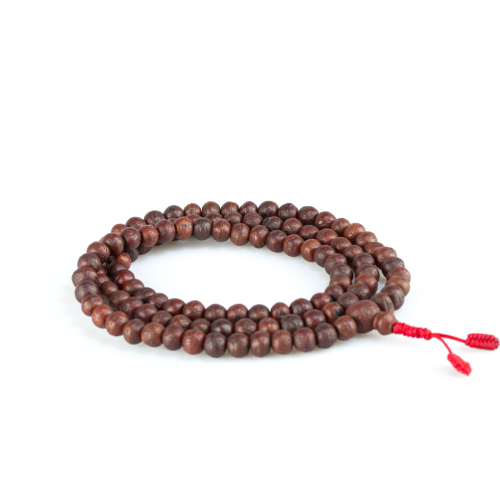 Exclusive traditional Tibetan 108-beads Mala, made from bodhi seeds, brown color, diameter — 10.5 mm | Buddhist malas collection, Brown