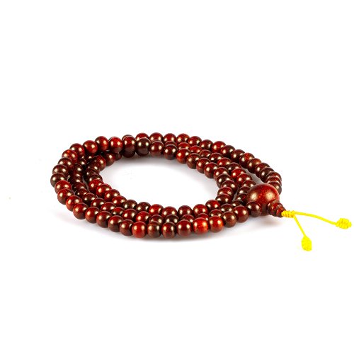 Traditional Tibetan 108-beads Mala, made from red sandalwood | Diameter — 8.0 mm | Buddhist malas collection