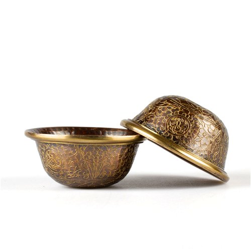 Tibetan offering bowls made from copper | Set of 7 pcs, Diameter — 8.0 cm | Best Quality, Buddhist ritual goods collection