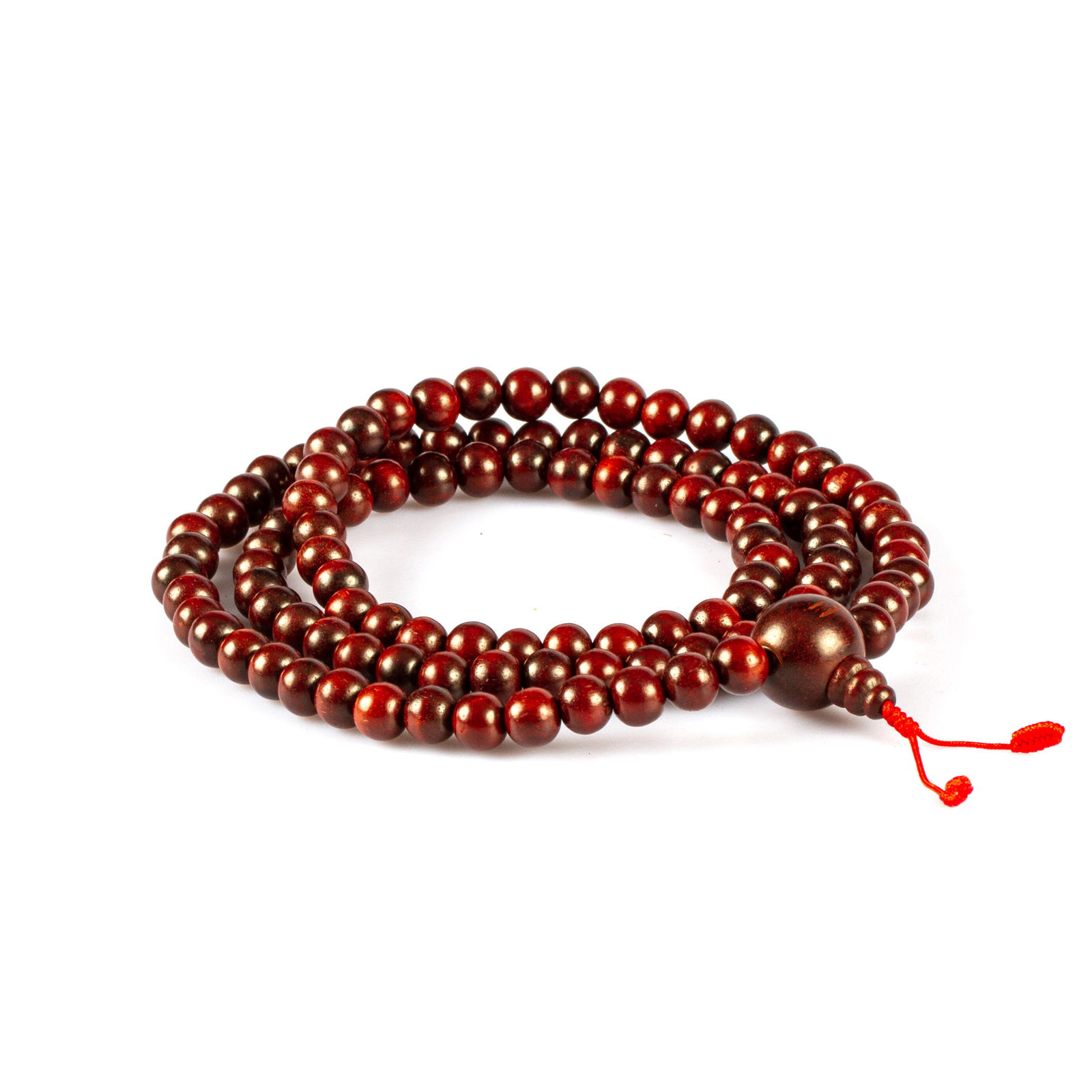 Traditional Tibetan 108-beads Mala, made from red sandalwood | Diameter — 10.0 mm | Buddhist malas collection. 