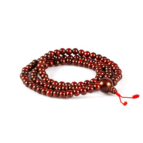 Traditional Tibetan 108-beads Mala, made from red sandalwood | Diameter — 10.0 mm | Buddhist malas collection