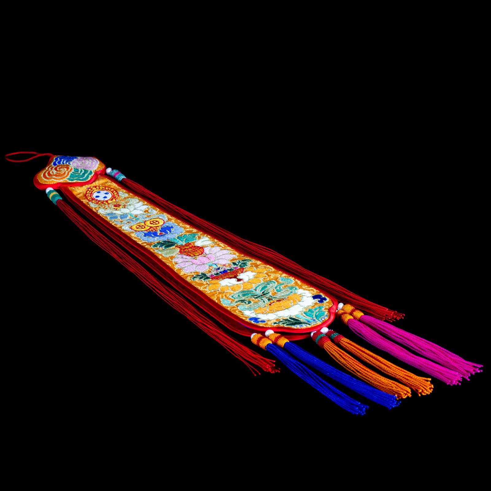 Luxury Chöpen — traditional Tibetan long sash, a tail for the Damaru, length — 41 (52) cm | Buddhist Religious music. 