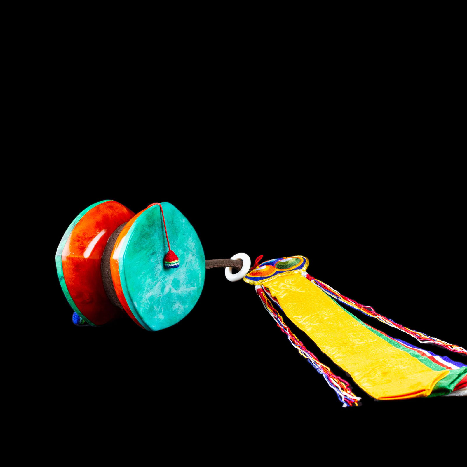 Small Perfect Damaru made from Bawa wood, Tibetan traditional drum for tantric rituals, size — 12.5 x 13.5 cm | Buddhist Religious music. 