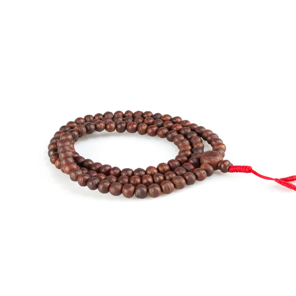 Exclusive traditional Tibetan 108-beads Mala, made from bodhi seeds, brown color, diameter — 9.5 mm | Buddhist malas collection, Brown