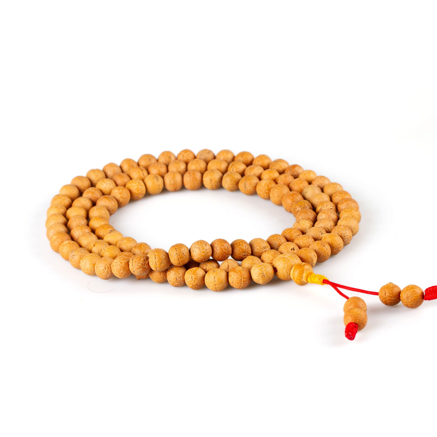 Exclusive traditional Tibetan 108-beads Mala, made from bodhi seeds, yellowish color, diameter — 11.5 mm | Buddhist malas collection, Yellowish