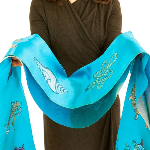 Luxurious Blue Khata aka Jeldar, a traditional ceremonial scarf made from silk, size 240 x 50 cm