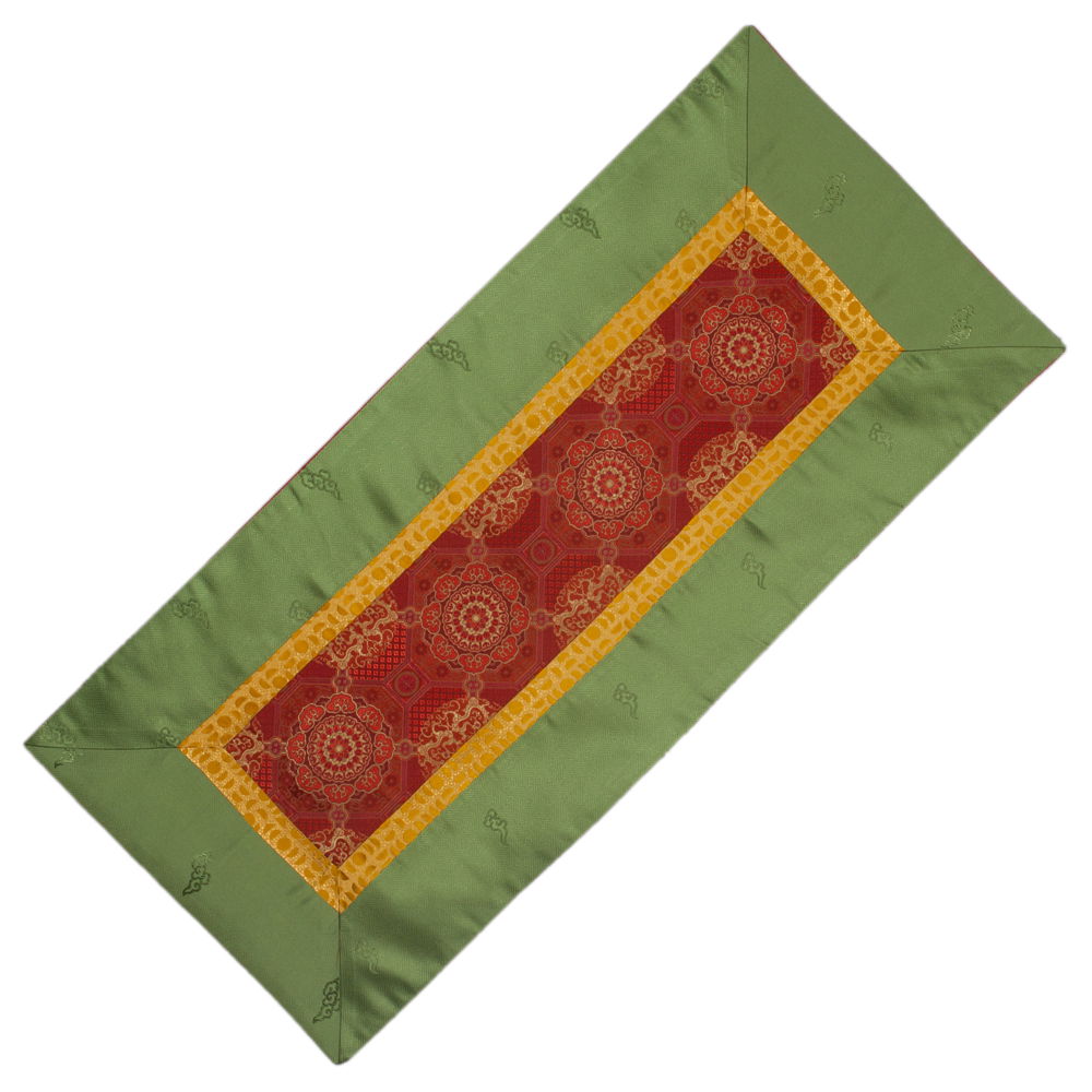 Altar Cover from best quality Natural Viscose (“Artificial Silk”), size 45 x 110 cm | Tibetan Buddhist accessories and home decor, Green