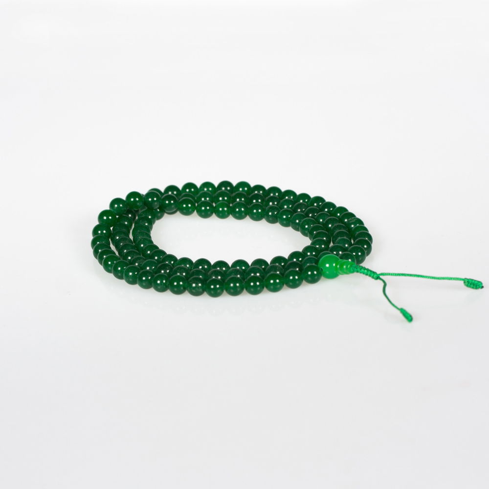 Traditional Mala (rosary) made from Jade for Buddhist Meditation, 108 beads, diameter — 8 mm