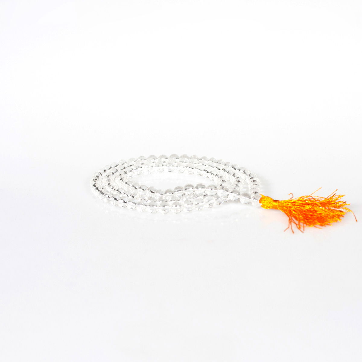 Traditional Rock crystal mala for Buddhist Meditation, 108 beads, diameter — 8 mm. 