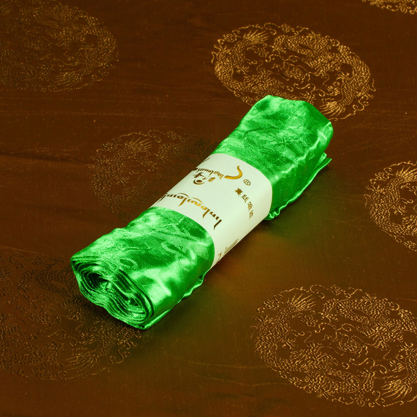 Khata — Tibetan ceremonial scarf, Green color | high quality cotton, 60 x 300 cm. 