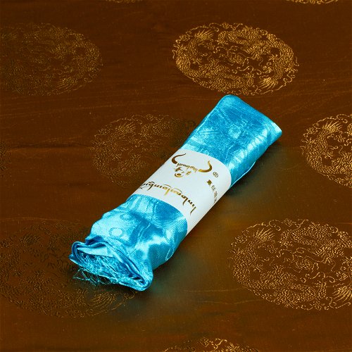 Khata — Tibetan ceremonial scarf, Blue color | high quality cotton, 60 x 300 cm