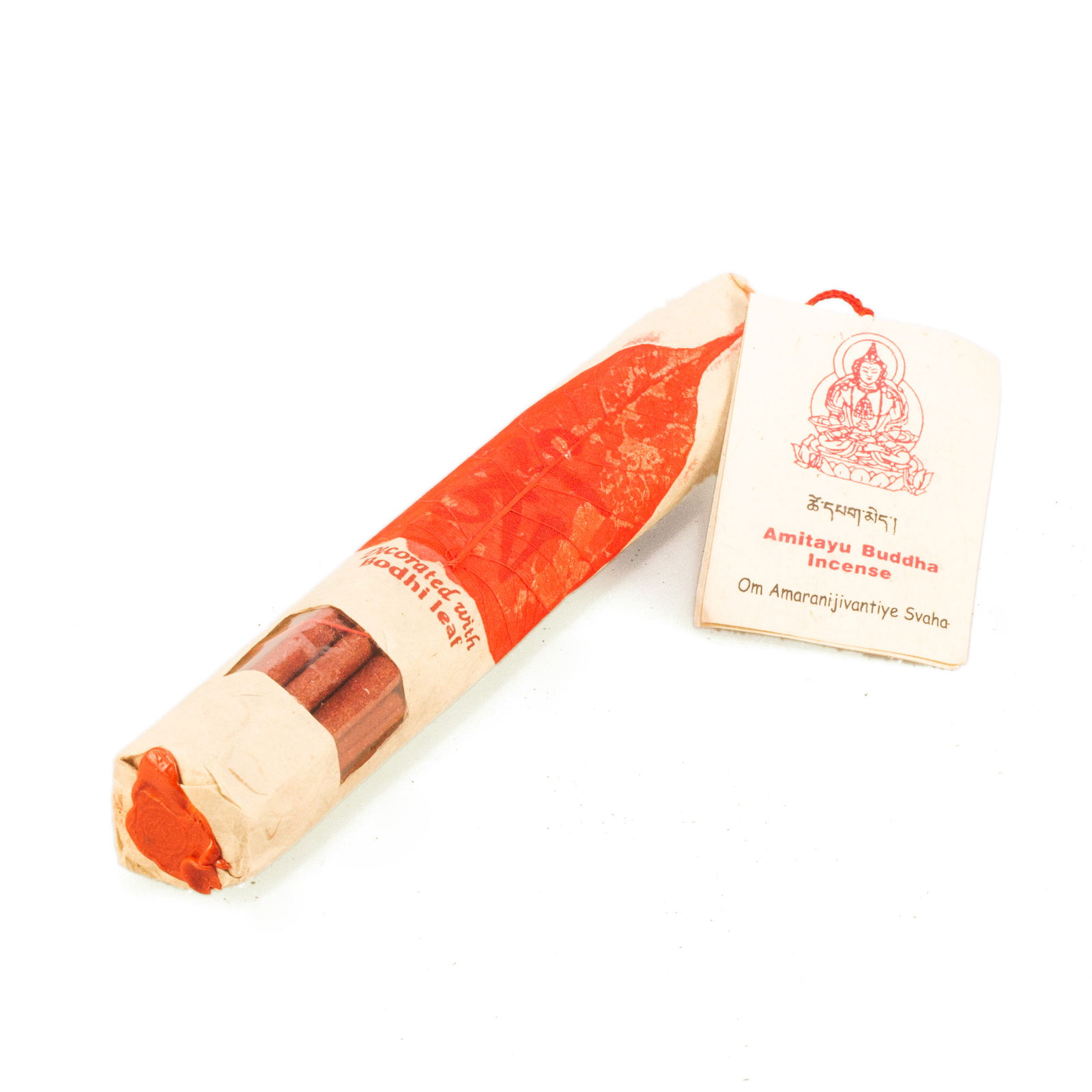 Tibetan Amitayu (Amitaus, Opame) Buddha Incense, 19 sticks of 21 cm — genuine organic incense decorated with bodhi leaf Mandala art. 