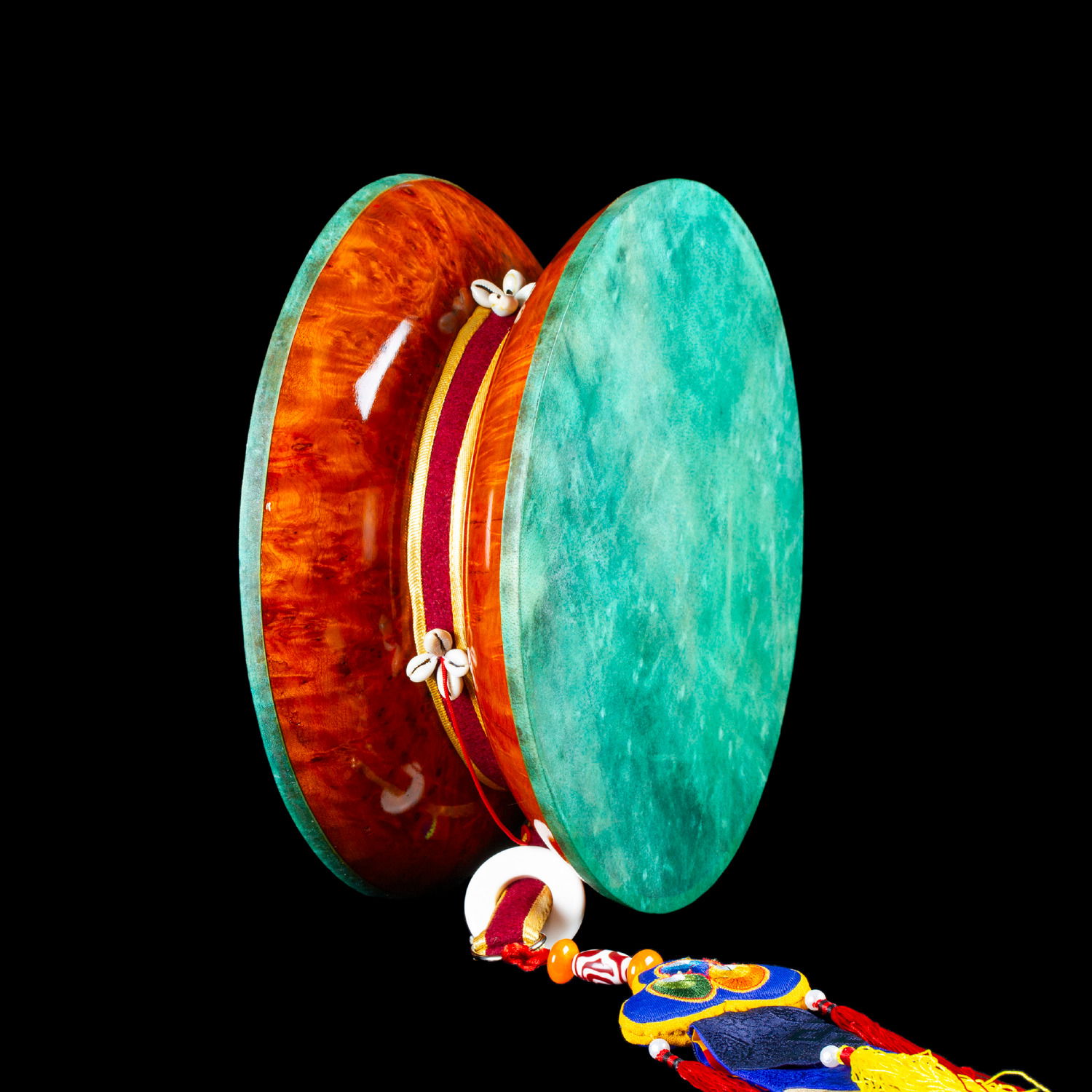 Huge Perfect Damaru made from Bawa wood Tibetan, traditional drum for Chod practice, diameter — 29.5 cm | Buddhist Religious music. 