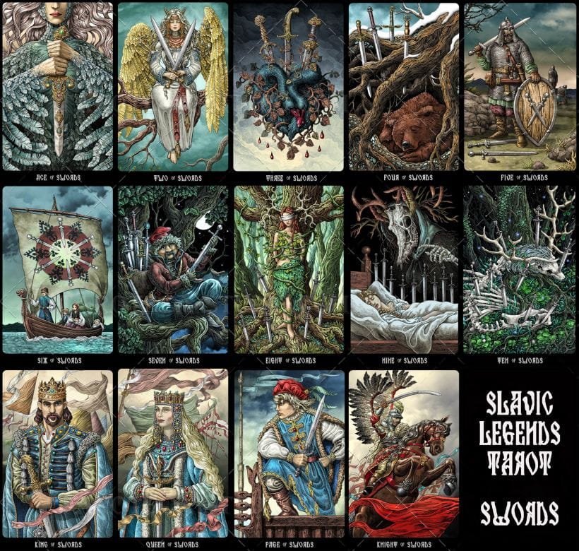 Таро Славянские легенды. The Slavic Legends Tarot (МАТОВЫЕ КАРТЫ, ЧЕРНЫЙ СРЕЗ)