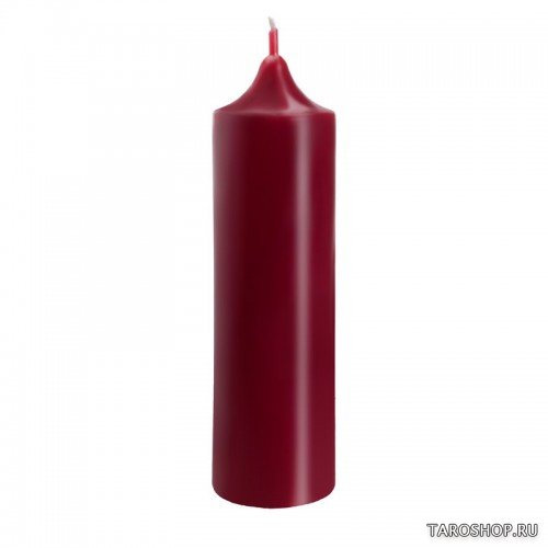 Рубиново-красная свеча-колонна 14 см