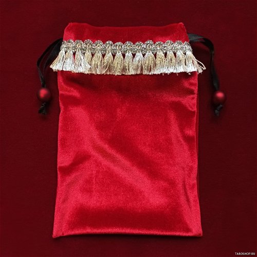 Красный бархатный мешочек с серебром для карт таро