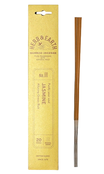 Благовоние на бамбуковой основе HERB & EARTH Jasmine ЖАСМИН, 20 палочек по 18 см, Жасмин, 20