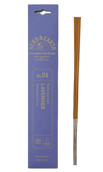 Благовоние на бамбуковой основе HERB & EARTH Lavender ЛАВАНДА, 20 палочек по 18 см, Лаванда, 20