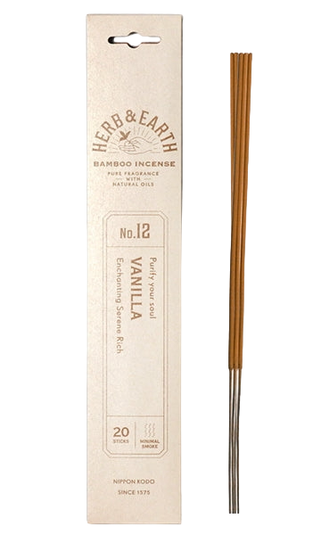 Благовоние на бамбуковой основе HERB & EARTH Vanilla ВАНИЛЬ, 20 палочек по 18 см, Ваниль, 20