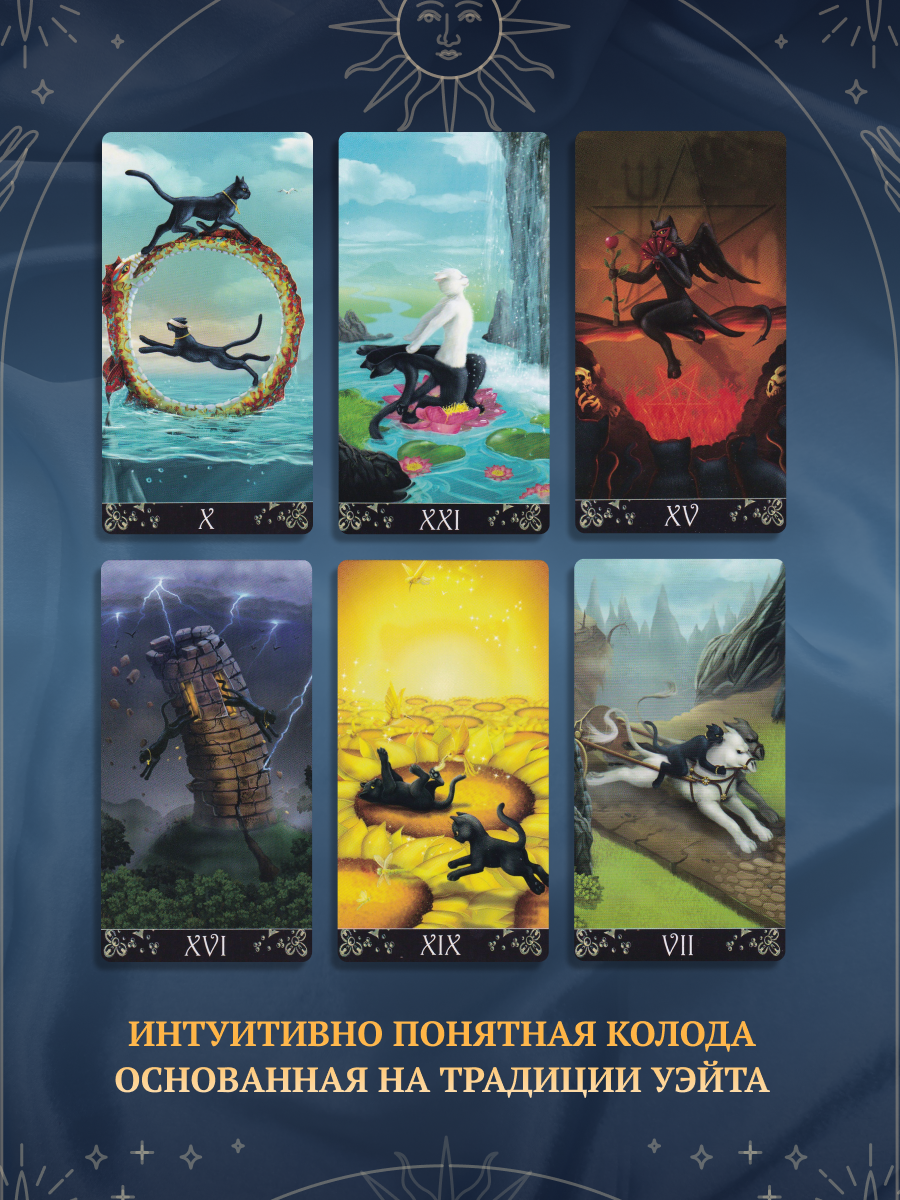 Таро Черных Котов без рамок. Black Cats Tarot (AVRUS202, Аввалон-Ло Скарабео), Россия